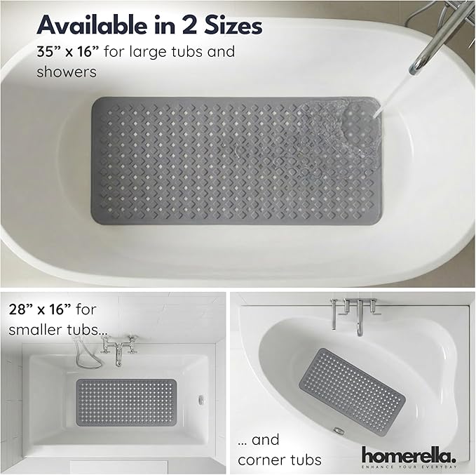 Bath Tub Mat Non Slip Anti Mold for Kids BPA Free INCL Hooks - homerella® Ocean Sea Animals 28x16, Baby Bath Mat Non Slip 200 Suction Cups, Non Toxic Machine Washable Toddler Bath Mat, EU Certified