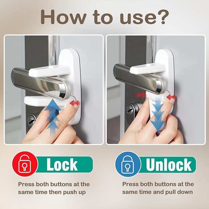 Babylush Childproof Door Lever Lock(1 Pack) Door Locks for Kids Safety,Preventing Babies from Opening Doors,Child Proof Door Lock with 3M Adhesive,Easy Install & Remove,Durable ABS,White