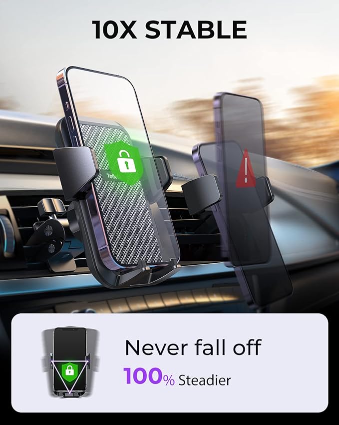 Car Phone Holder, [Thick Cases Friendly] Car Phone Holder Mount, Hands-Free Phone Mount for Car Fit for iPhone for Samsung and Smartphone