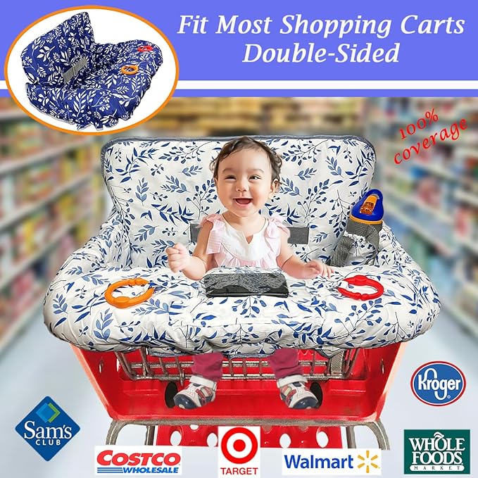 Shopping Cart Cover for Baby and Toddler, Waterproof Grocery Cart and High Chair Cover, Soft Padded Cart Cover for Babies, Universal Fit for Costco, Target and Restaurant High Chairs