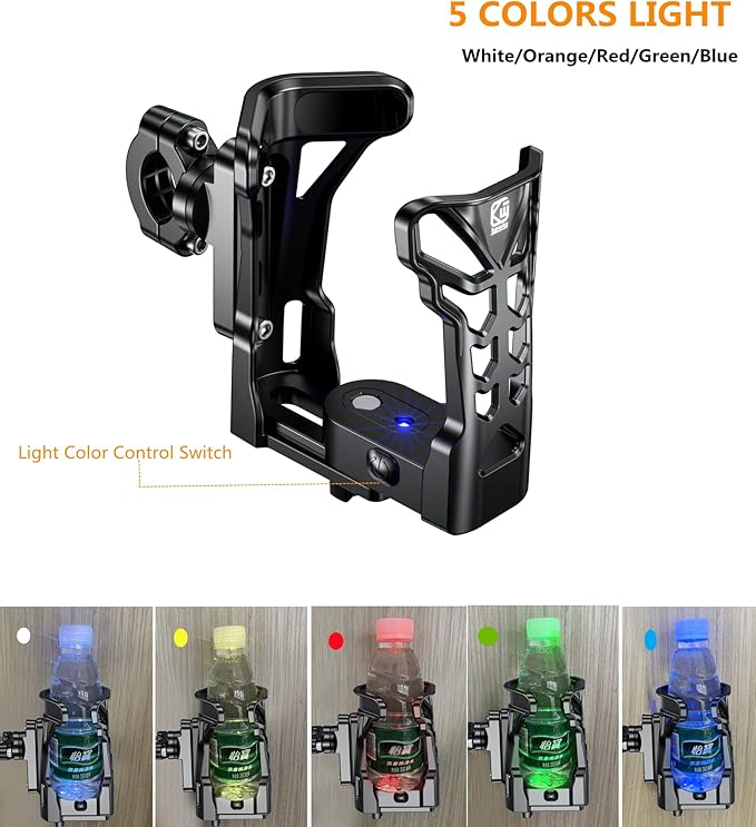 KEWIG Bicycle Water Bottle Holder for Bike & Motorcycle, Adjustable Bike Water Bottle Cages Fit for Diameter 2'' - 3'' Cup, Compatible for Handlebars or Tubes 20mm to 35mm in Diameter