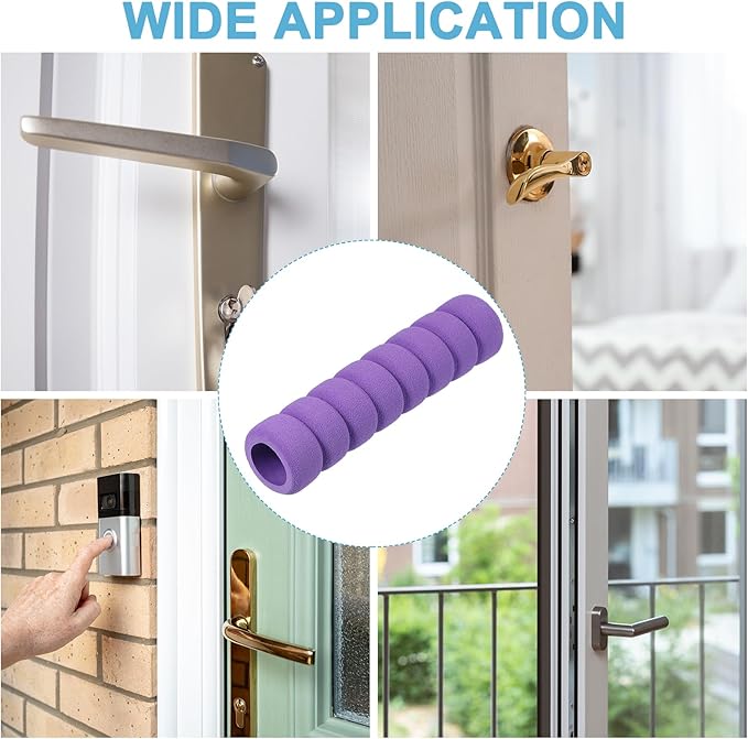 PATIKIL EVA Foam Door Handle Cover, 6 Pcs Anti-Collision Door Knob Spiral Covers Door Handles Protective Safety Cover Guard Sleeve for Bedrooms Bathrooms Offices Furniture, Purple
