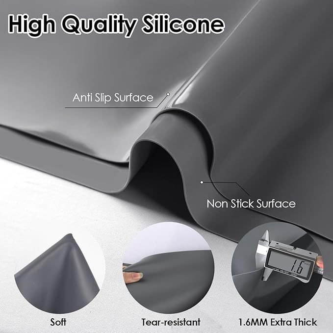 Extra Large Silicone Mat for Kitchen Counter 36" x 24" Silicone Table Mat for Resin Workbench Mat Heat Resistant Mat Coffee Bar Mat,Dark Gray