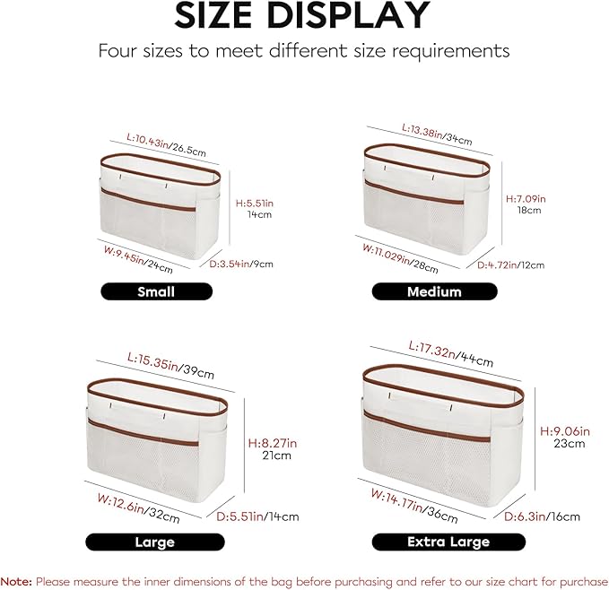GIVLEFLY Tote Organizer Insert with Multiple Pockets Purse Dividers for Inside Bag with Handle Lightweight Purse Liner with Cup Holder Fit for Longchamp Large Medium,Neverful and More(Medium,White)