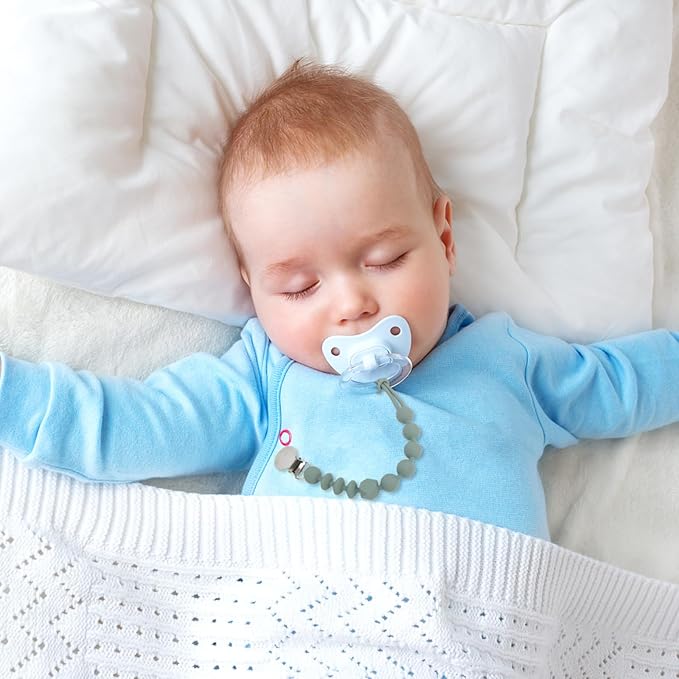 Silicone Pacifier Clips for Boys, 4 Pack One Piece Soft Flexible Pacifier Holder Clip Binky Clips for Boys