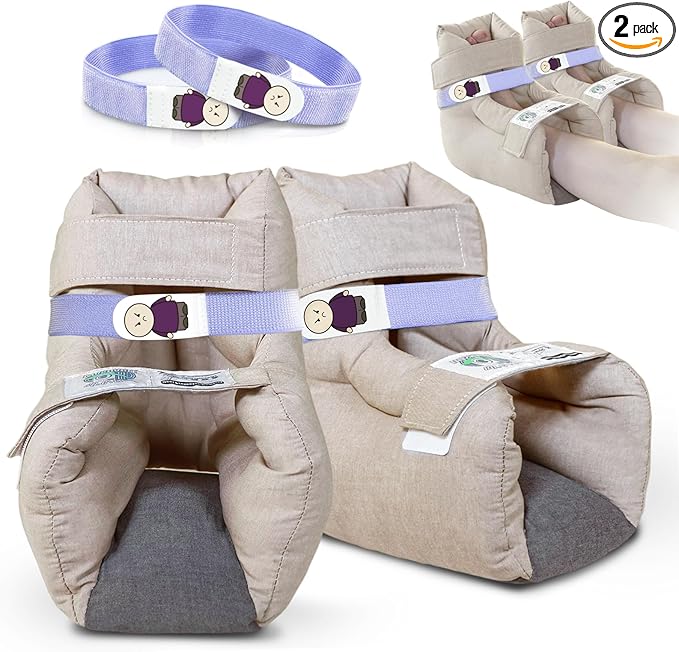EZ Assistive 2pcs Heel Protector Cushion Foot Pillow Remove Pressure and Bedsores, Heel Protectors for Pressure Sores for Heal Protection, Khaki