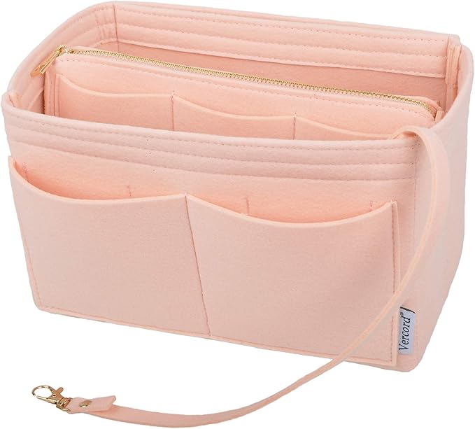 Vercord Felt Organizer Insert For Purse Handbag Tote Bag In Bag Inside Shaper Divider Neo Pink Medium