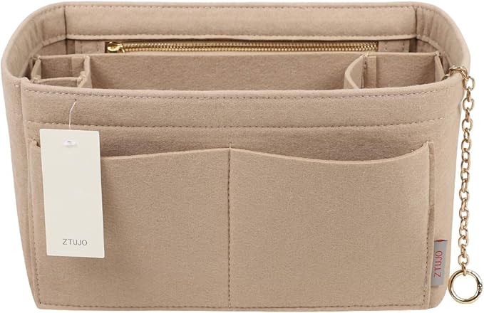 Purse Organizer Insert, Felt Purse Organizer with Zipper and Sewn Bottom Insert, Fit Speedy Neverfull Graceful,6 Sizes
