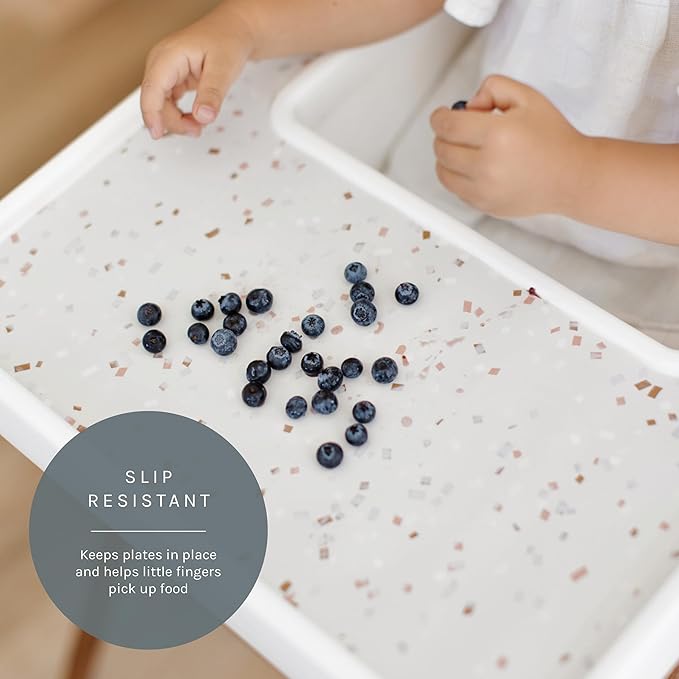 Yeah Baby Goods Placemats Compatible with The IKEA Antilop Highchair (Terrazzo on Milk) - Food-Grade Silicone Highchair Tray Mat – Easy to Clean, High Chair Accessory