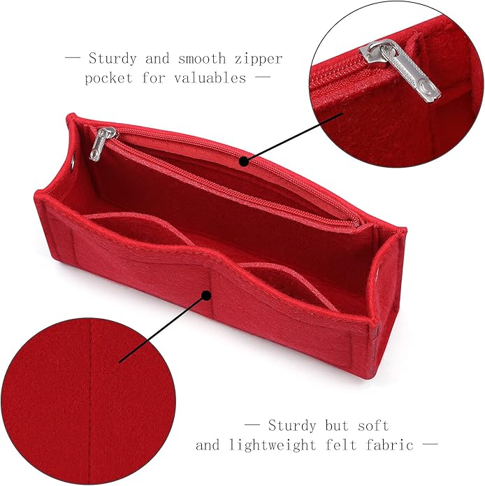 Joqixon Mini Felt Purse Organizer Insert Small Tote Bag organizer with Zipper