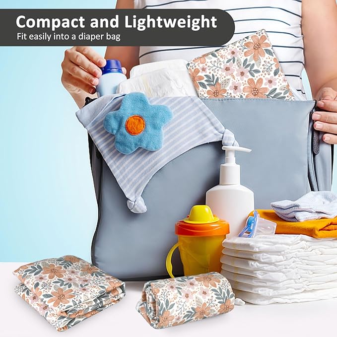 Baby Diaper Changing Pad, 21 5/8" x 31.5" Waterproof Changing Pad Liners - Reusable Soft and Absorbent Portable Changing Mat(Floral2-1PCS)