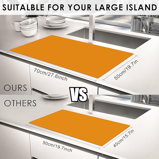 Extra Large Silicone Mats for Kitchen Counter, 27.6'' x 19.7'' Silicone Placemats for Kids, Nonstick Silicone Mat for Baking Crafts, Nonskid Heat Resistant Mat Orange Kids Placemats for Table,1Pcs