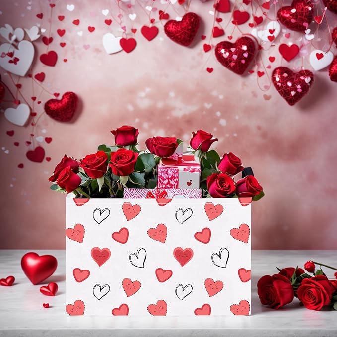 ASKETAM Valentine's Day Basket for Gifts Empty Cute Heart Large Gift Basket Decorative Storage Bin for Kid and Baby Room Décor (Cartoon Smiley Face Heart)