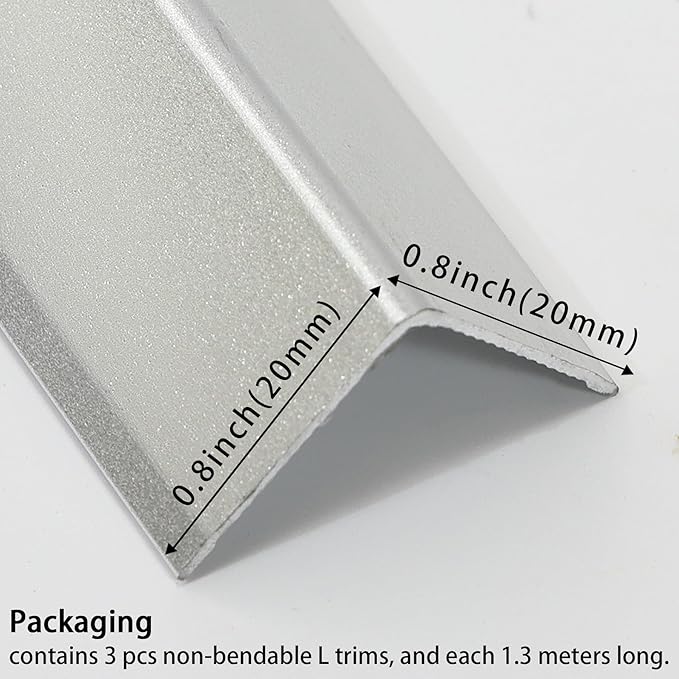 Aluminum Corner Guards, Peel and Stick L-Shaped Molding Trim for Wall Table Door Frame Protection and Decoration (Matte Silver, 3Pcs x 4.26ft x 0.8in)