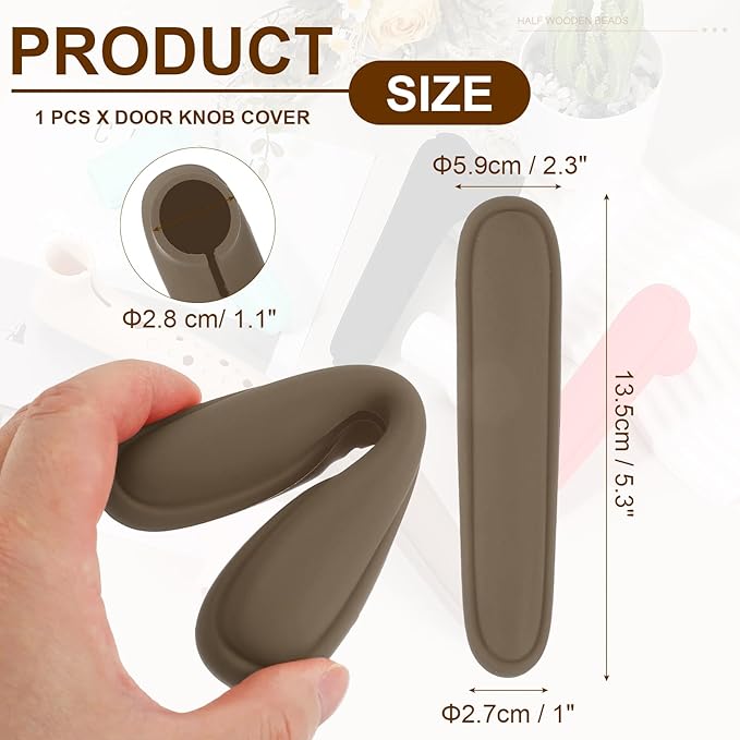 uxcell Door Handle Covers, Silicone Safety Doors Knob Handle Protector Covers Anti-Collision Soft Doors Pull Cover for Bedrooms Bathrooms Offices, Brown