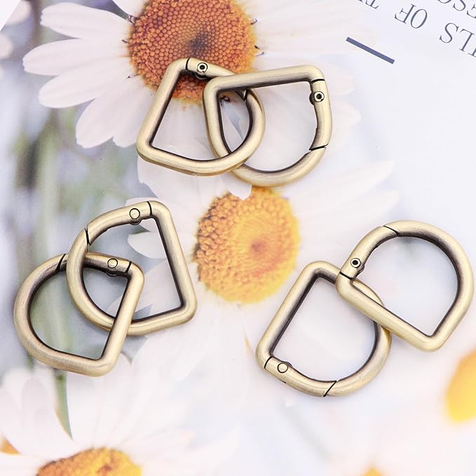 10pcs Metal D Ring Spring Key Hooks Keyring Clip for Keychain Buckle, Backpacks Handbag Purse Hardware, DIY Crafts