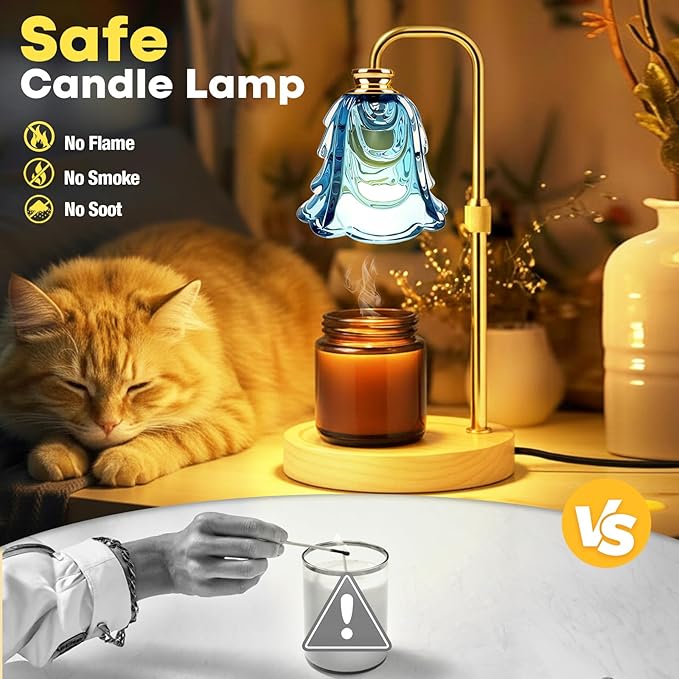 Candle Warmer Lamp with Timer and Dimmer, Electric Wax Warmers for Scented Candles with 5 Brightness Settings, Anti-Glare Lamp with Adjustable Height, Home Decor, Gift for Christmas, Birthday