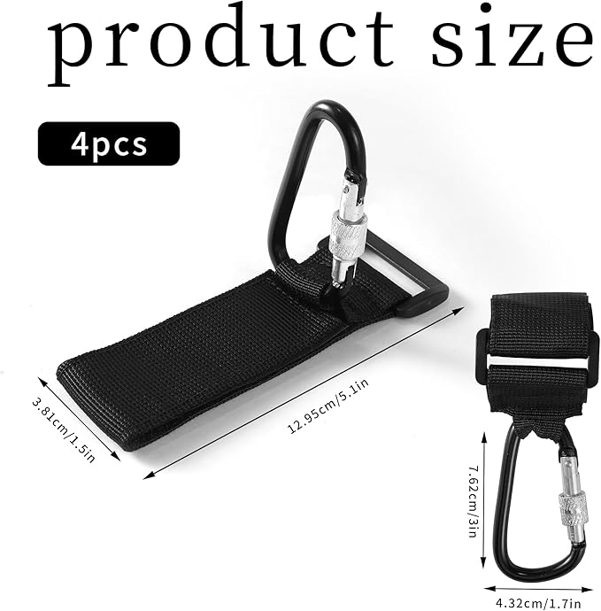 LIGHUFEIC 4 Pcs Walker Hook Hanging,Versatile Anti-Fall Off Stroller Hooks for Hanging Diaper Bags Walker Rollator Crutches Wheelchair, Purses, and Shopping, Hang It Anywhere You Need It(Black)