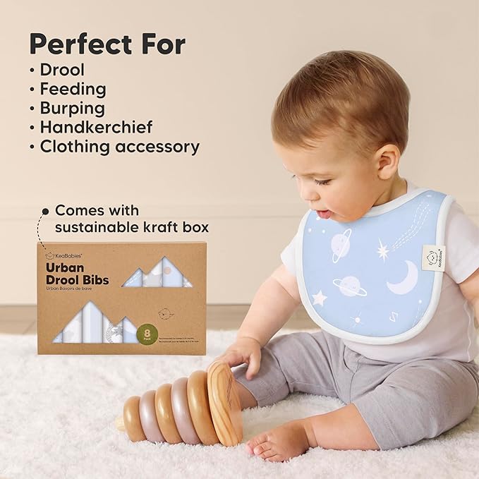8-Pack Organic Baby Bibs for Boys, Girls - Soft Cotton Drooling and Teething Bibs for Baby Girl & Boy, Extra Absorbent, Easy to Clean & Put On for Toddler, Newborn, Infant 0-24 Months (Constellation)