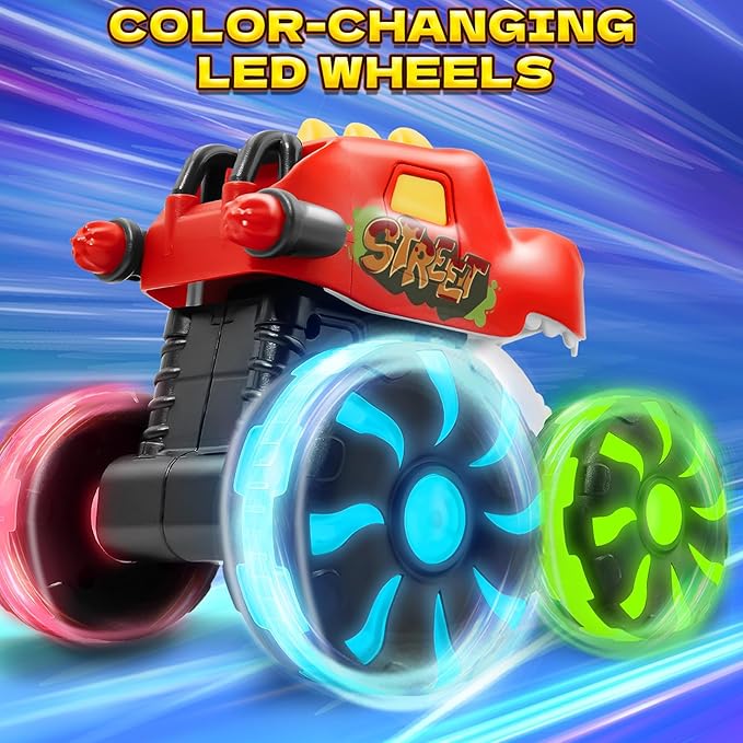 Intoypad Red Chomping Dino Monster Truck Toy – Press and Go Car with LED Light Wheels – Light-Up Push Car for Toddlers Boys Girls Ages 2 3 4 5 – Dinosaur Toy with Moving Mouth Action