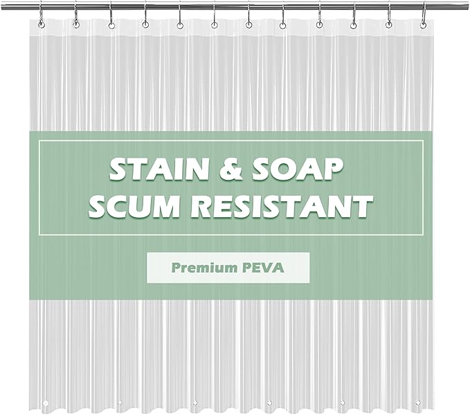 EHZNZIE Crystal Clear Shower Curtain Liner 72x72, PEVA Waterproof Bath Curtain, No Chemical Smell, 3 Weighted Magnets, Durable with Rustproof Metal Grommets