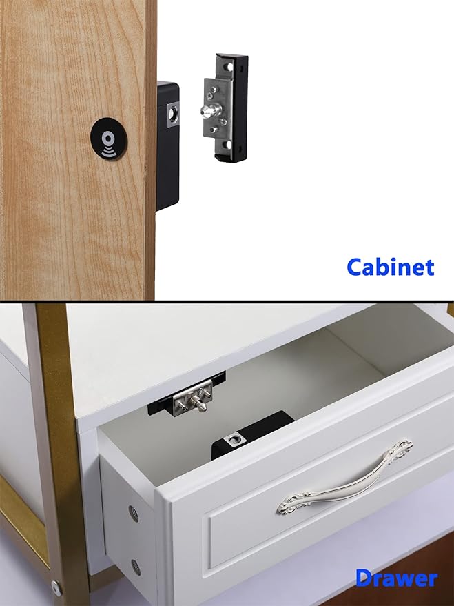 RFID Lock Electronic Cabinet Lock with USB Cable - Hidden DIY Lock for Wooden Cabinet Drawer Locker Cupboard Gun Box with 5 Key Cards/Fobs