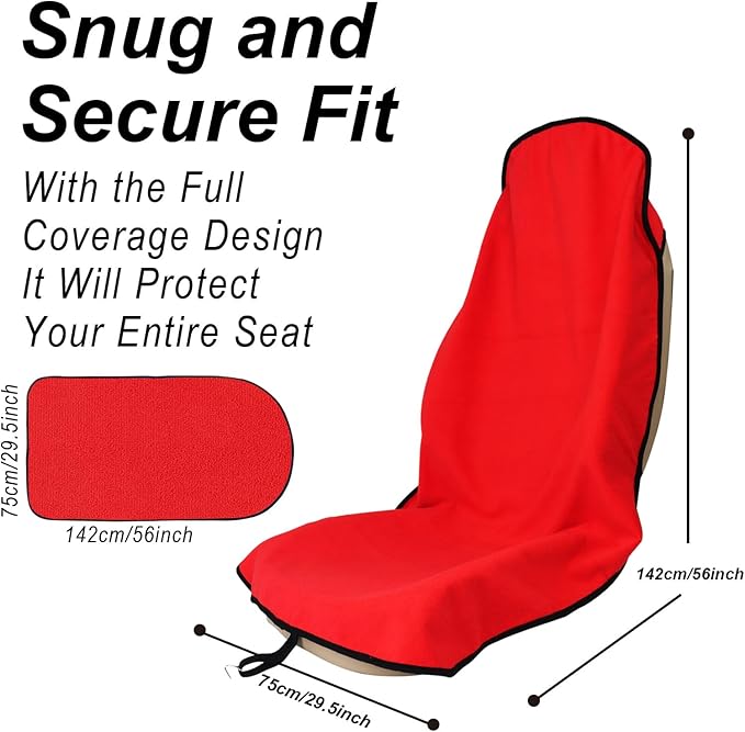 LoyaGour Car Seat Cover Protector Front Seats,for Gym Workout,Running,Swimming,Beach and Hiking,Waterproof Sweat Towel Bucket Seat Covers for Cars SUV Trucks (Red, 2Pcs)