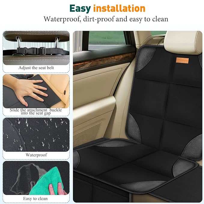 Bacgnyer Car Seat Protector, 1 Pack of Seat Protectors, Thickest Padded 600D Fabric Padding, Waterproof, Durable, Anti Slip Backing, Child Seat Protection, Suitable for Babies, Toddlers