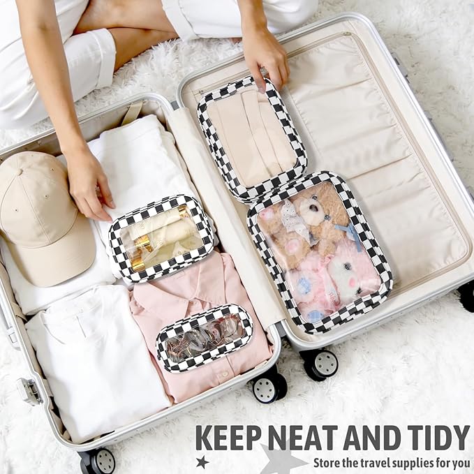 5PCS Diaper Bag Organizer Pouch Set, TSA Approved Toiletry Bag，Clear Waterproof TPU Makeup Bag Set Travel Organizer Bags for Women and Kids