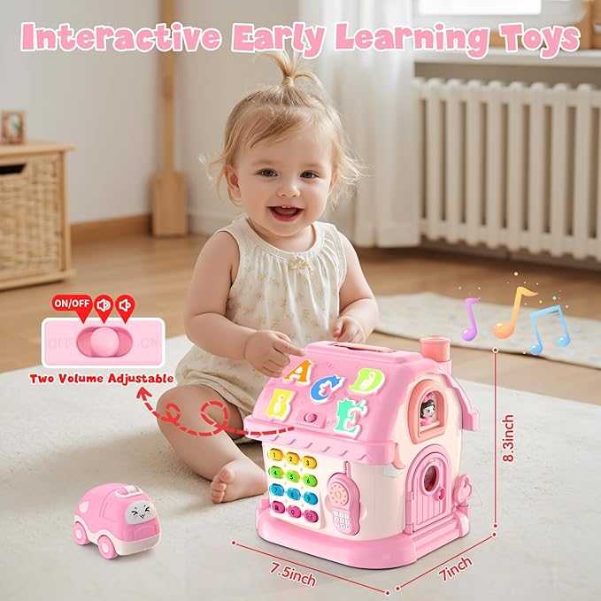 Toys for 1 Year Old Girl Gifts, Musical House Learning Toddler Toys with Story, Letter, Games 1st First Birthday Gifts for Girls 6-12 12-18 Months