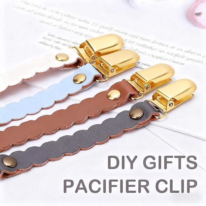 25 PCS 1" Suspender Clips Metal Pacifier Clip Holder for Pacifiers DIY Baby Girl Toy Bibs Garter Making Supplies (Gold, Bulk)