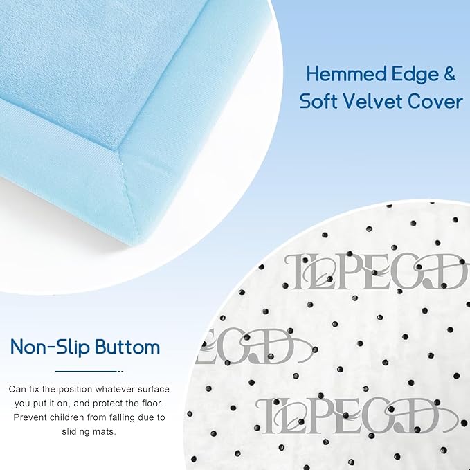 Baby Play Mat for Floor Nursery Muscle Mat Area Rug Playroom Rug 50"x50" Memory Foam 1.3" Thick Crawling Mat for Babies,Toddlers, Infants,Kids (Ice Blue)