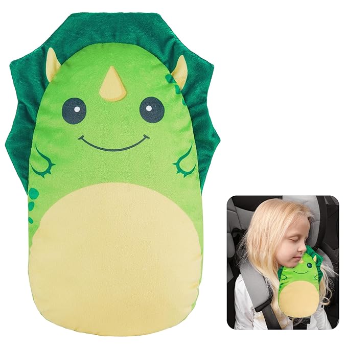 FIODAY Seatbelt Covers for Kids Car Seat Strap Pads Seat Belt Pillow Adjust Seat Belt Covers Seatbelt Cushion for Toddler Baby Boys Girls Travel Head Neck Shoulder Support,Green