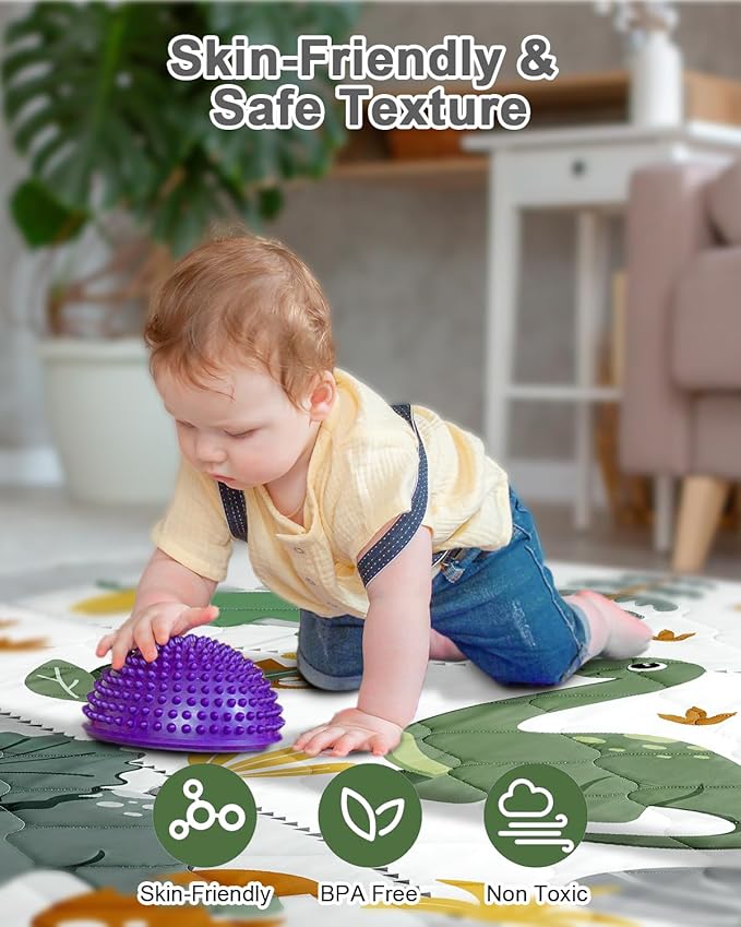 Premium Foam Baby Play Mat 47x47 – Removable & Machine Washable Cover, Extra Thick Padding Playpen Mat, Non-Slip Crawling Mat, Easy to Clean for Infants, Toddlers & Babies