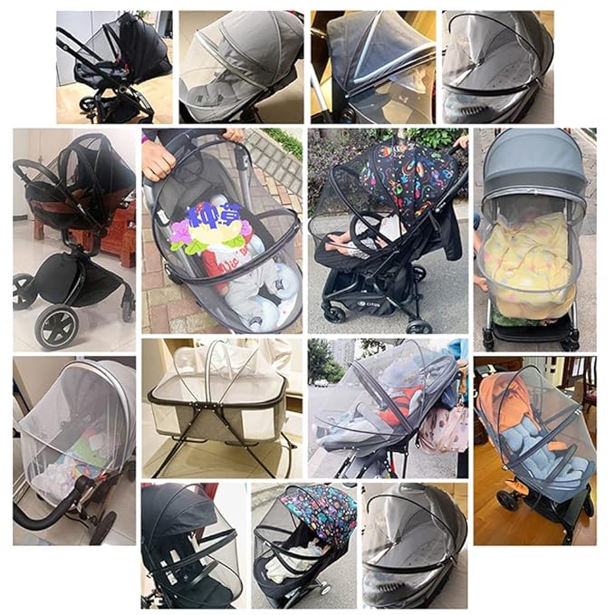 Orzbow Mosquito Net for Stroller | Universal Baby Bug Net for Strollers, Car Seats, Bassinets, Cradles, Mini Cribs, Breathable & Foldable Mosquito Cover with Travel Bag, Baby Summer Essentials, Black