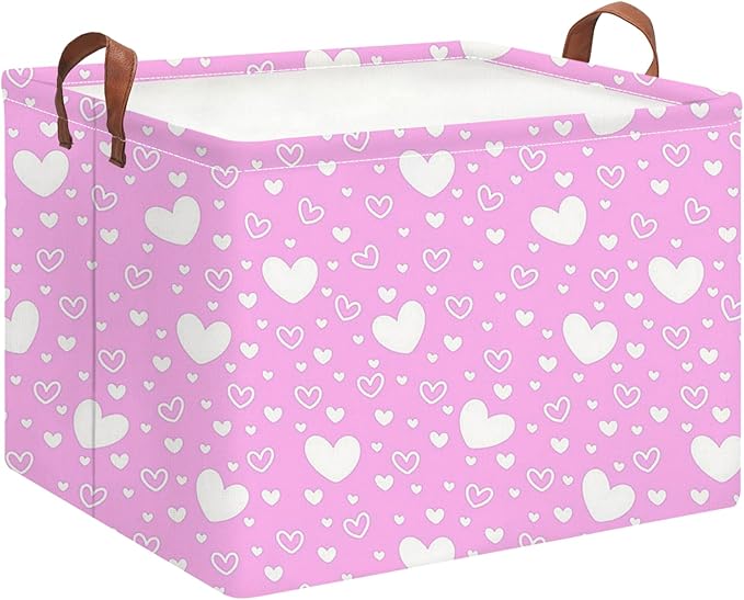 HKEC Collapsible Kids Toys Bin, Cute Baby Storage Bin, Books Box, Gift Basket (Pink Full Love)