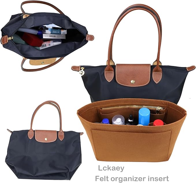 Lckaey bag Organizer Insert for Longchamp Pliage Neo Handbags Insert Organizer 1012camel-M