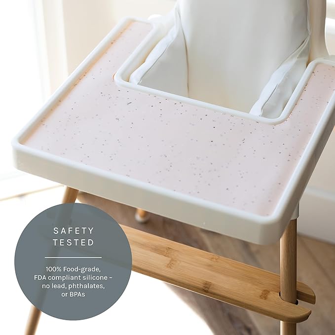 Yeah Baby Goods Placemats Compatible with IKEA Antilop High Chair (Blush Speckle) - Slip-Resistant & Food-Grade Silicone High Chair Mat - Easy Clean High Chair Accessory
