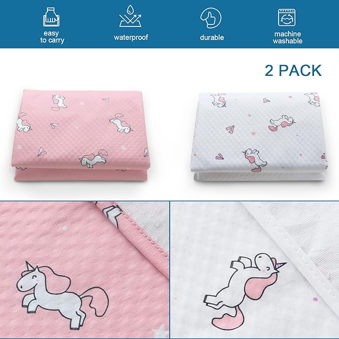 Splat Mat for Under High Chair, 2 Pack High Chair Mat for Floor, Waterproof Mat Washable for Arts and Crafts, Anti-Slip Playtime Mats for Kids, Floors or Tables, Reusable Fabric 42” ×46”
