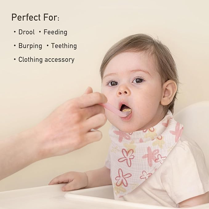 CIVARUA KIDS Muslin Baby Bibs 8 Pack, Baby Bandana Drool Bib for Drooling and Teething, Cotton Soft Absorbent for Girls Boys