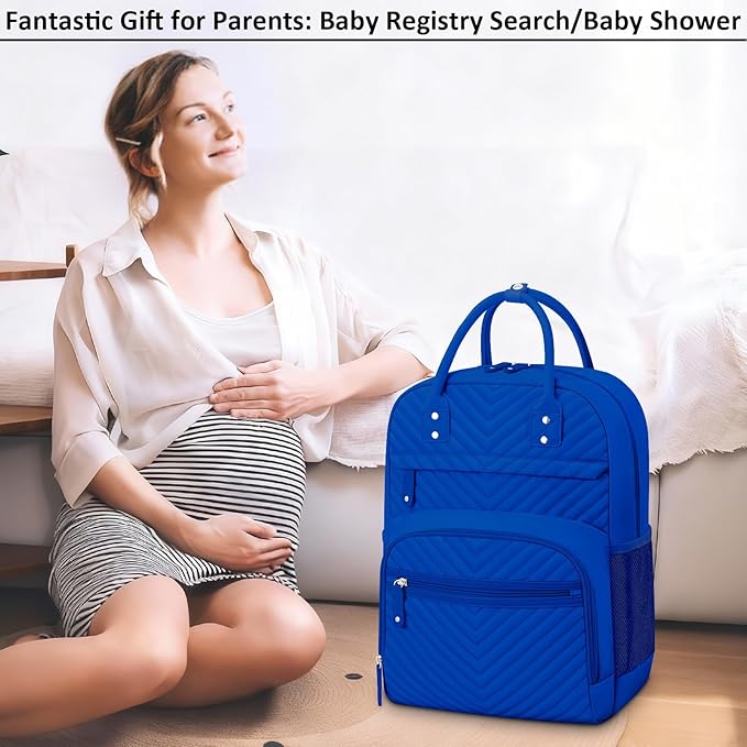 Diaper Bag Backpack Tote for Women Large Capacity, Baby with Insulated Pockets Multifunctional Bags For Girl Boy Waterproof Boys Girls Mama Maternity Travel Royal Blue