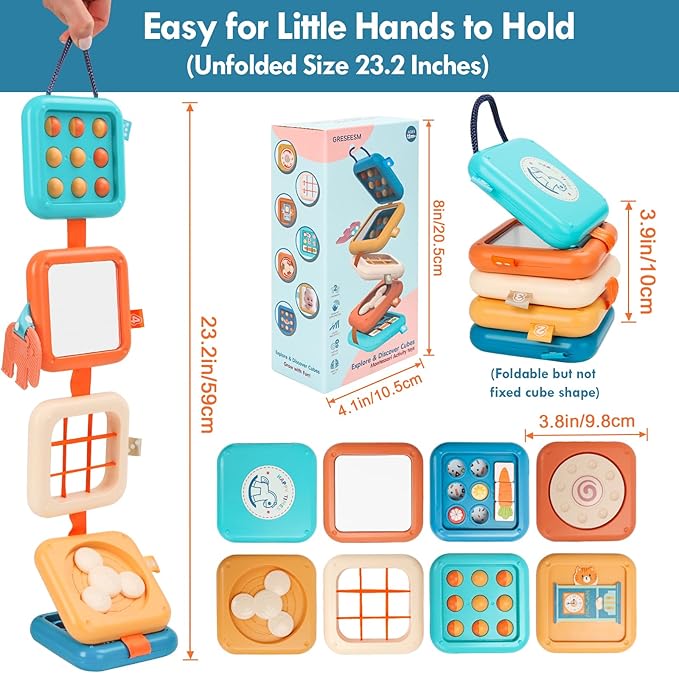 Montessori Busy Board for 1 Year Old, Toddlers Travel Toys for Ages 1–3, Sensory Activity Board for Airplane and Car, Baby Gifts for Boys Girls, Easter Basket & Stocking Stuffers
