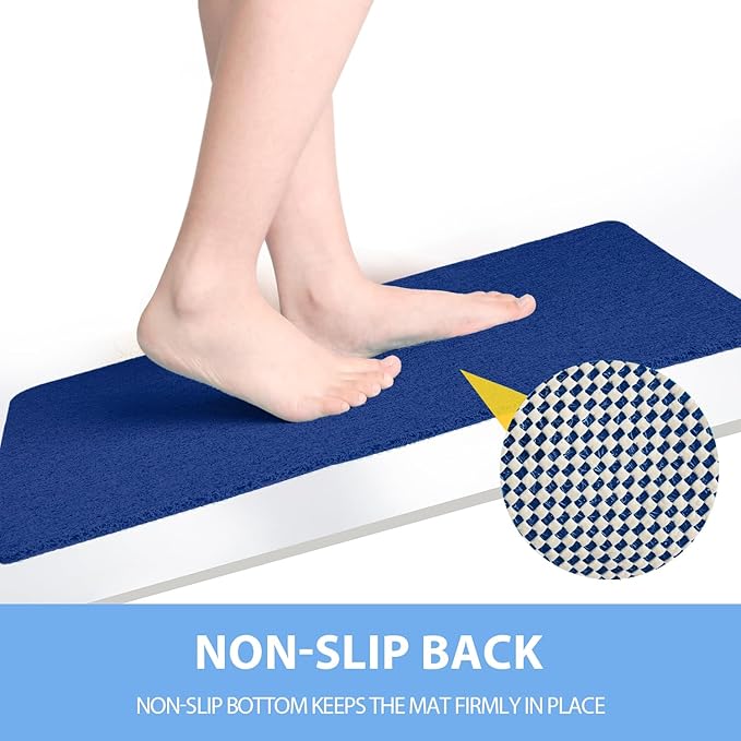Hargiis Non-Slip Bathtub Mat, Anti Slip Shower Mat, Fast Drying Bathtub Mats, Foot Scrubber Mat, Anti Slip Mat for Tub, Floor, Bathroom, Kitchen, Home, Hotel (Navy Blue 40"×16")