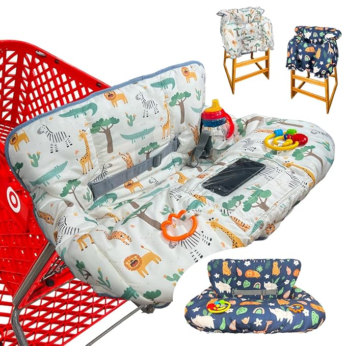 Shopping Cart Cover for Baby and Toddler, Waterproof Grocery Cart and High Chair Cover, Soft Padded Cart Cover for Babies, Universal Fit for Costco, Target and Restaurant High Chairs