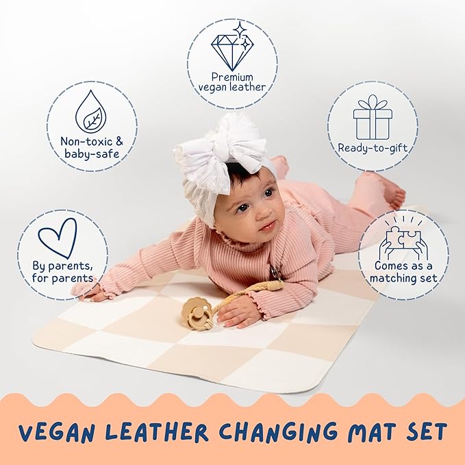 Portable Changing Mat with Reusable Waterproof Wet Bag,(16 x 30 Inches) Baby Changing Mat, Non-Toxic Changing Pad Portable Folds and Wipes Clean, Baby Changing Pad Travel (Smiley Face)