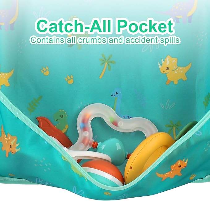 Accmor 5 Pack Long Sleeve Bibs, Baby Smock Waterproof Sleeved Bib Smock for Baby Toddler 6-36 Months