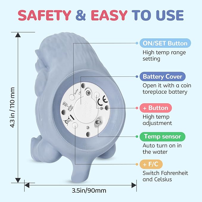 JARMAPOZ Baby Bath Thermometer - Water Thermometer for Baby Safety - Quick Read Floating Bathtub Toy in Fahrenheit & Celsius - Ideal for Infant, Newborn & Toddler Bath Time