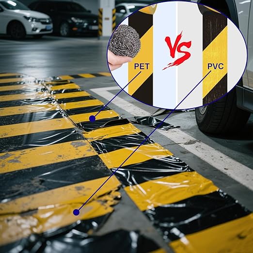 Floor Marking Tape, 4 Rolls Black and Yellow Safety Striped Tape for Hazard Warning and Aisle Marking, High-Tensile, Tear-Resistant, 2 Inch x 108 Feet, Heavy Duty Adhesive