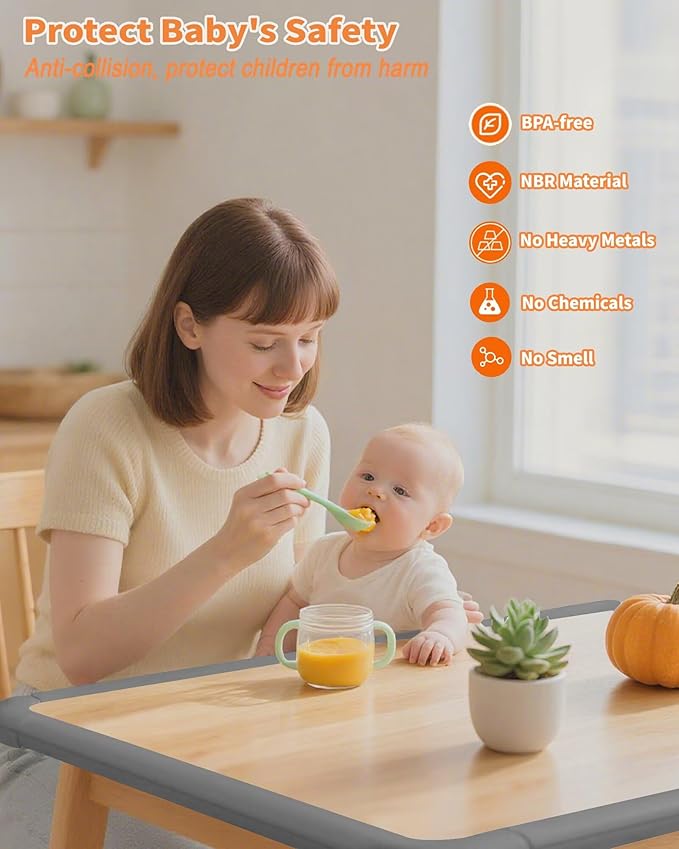 QYV Edge Corner Protector Baby Proofing, 6.56FT 0.6'' Thicken L-Shape Furniture Fireplace Safety Bumper Guard with 6 Corners, Pre-Taped, Soft NBR Rubber Foam, Table Edge Protector for Baby (Grey)