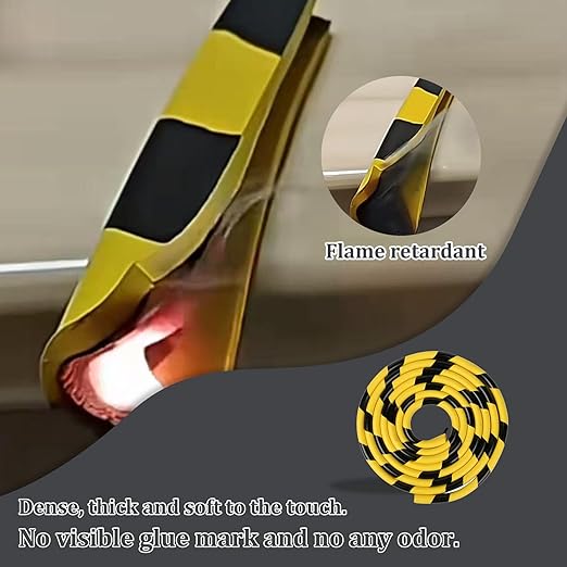 Rubber Corner Guards, Wall Corner Protector 196.9in (5m), Heavy Duty Yellow & Black NBR Rubber Safety Bumper Padding, Self Adhesive for Warehouse Racks, Shelves, Garage & Equipment Protection